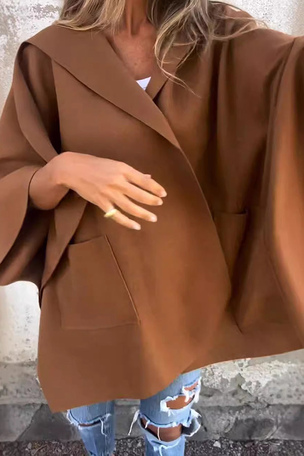 Oversized Cape Jas Dames – Losvallende Jas met Lichtgewicht Stof en Praktische Zakken
