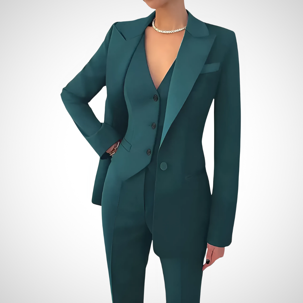 Chique dames driedelig pak – tailored fit blazer, gilet en pantalon voor een elegante look