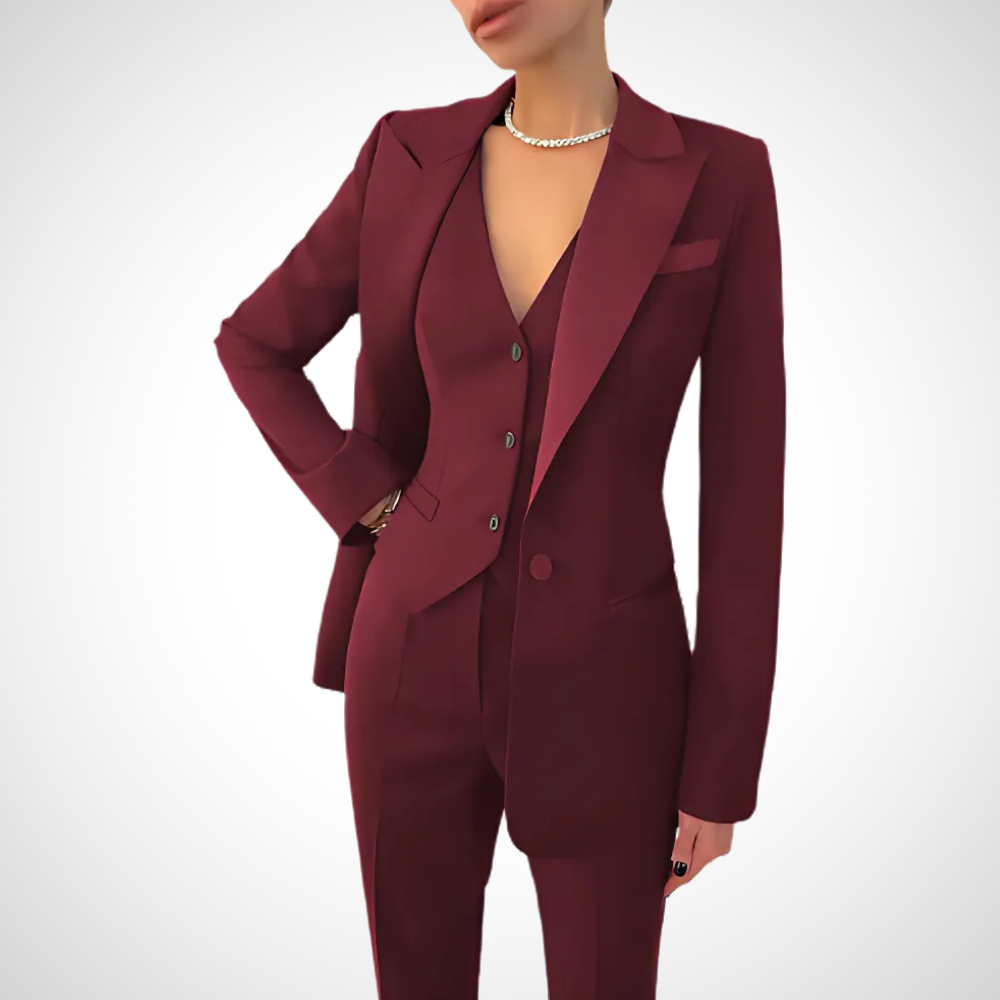 Chique dames driedelig pak – tailored fit blazer, gilet en pantalon voor een elegante look