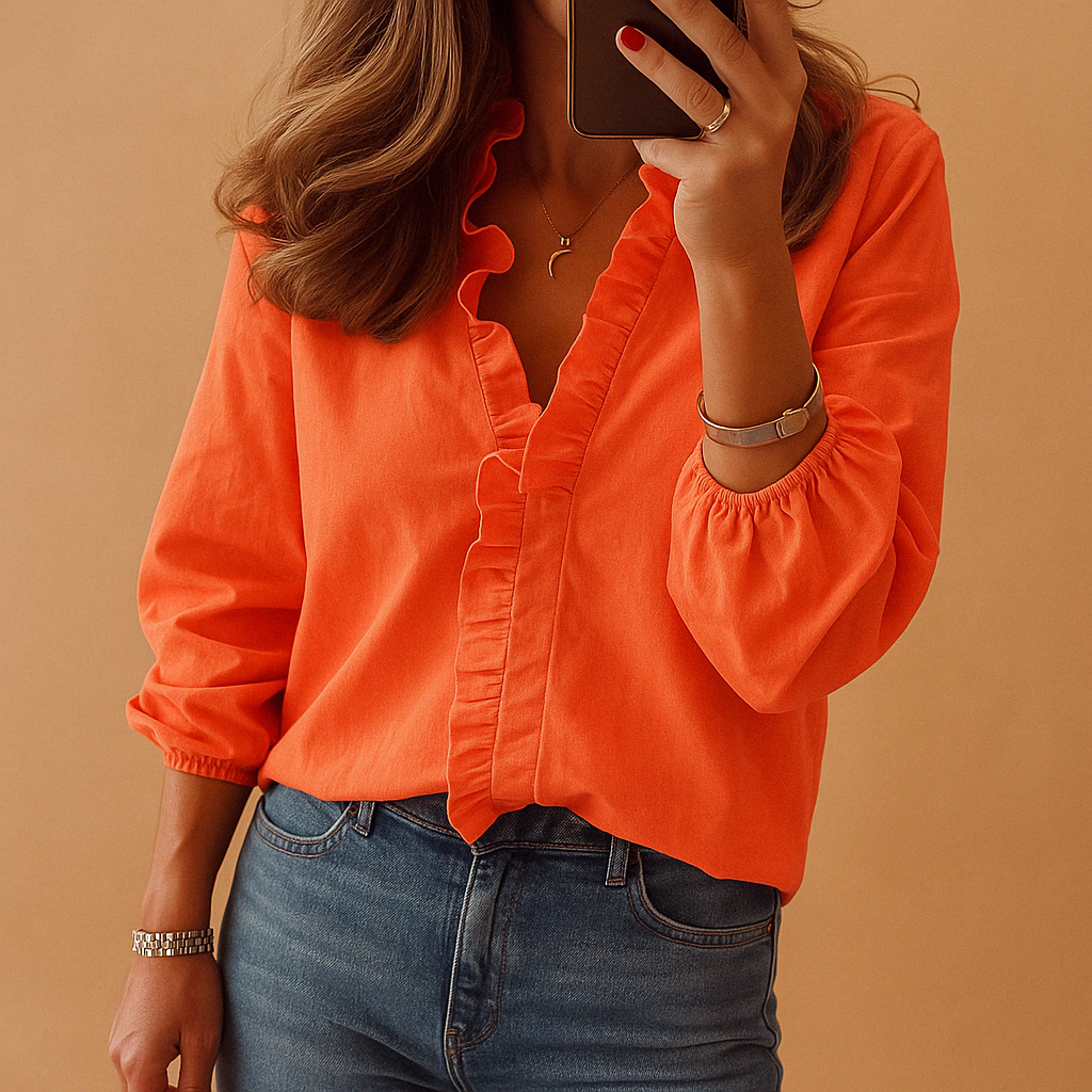 Elise Blouse met Ruches – Elegant en Comfortabel