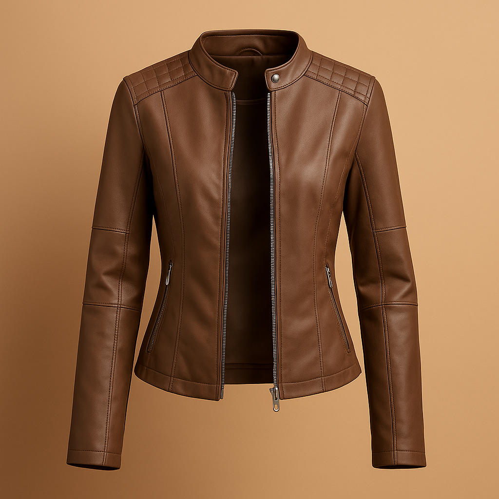 Lotte Leren Jas Dames – Elegante Jas met Ritssluiting & Stijlvolle Kraag