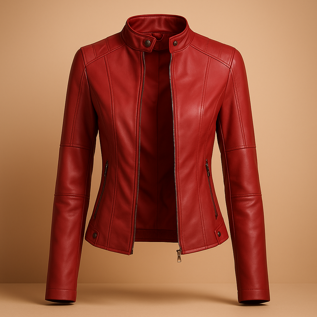 Lotte Leren Jas Dames – Elegante Jas met Ritssluiting & Stijlvolle Kraag