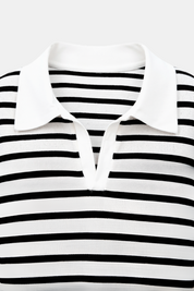 Gestreepte Blouse Dames – Katoenen V-Hals Blouse met Tijdloze Pasvorm | Emma Model
