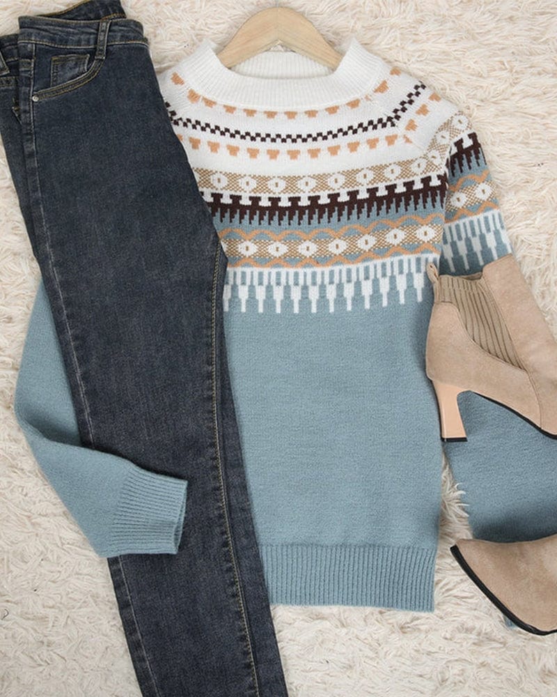 Dames Gebreide Trui | Fair Isle Motief | Warme Wolmix & Comfortabele Pasvorm