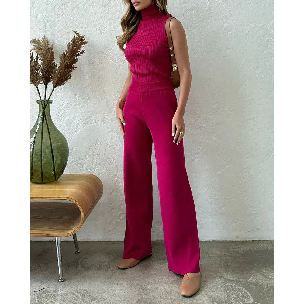 Roxy 3-delige co-ord set dames – gebreide cardigan, coltrui & wijde broek