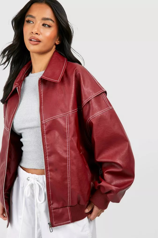 Vivien leren jas dames | Oversized leren damesjas | Trendy zacht leer in modieuze kleuren