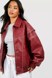 Vivien leren jas dames | Oversized leren damesjas | Trendy zacht leer in modieuze kleuren