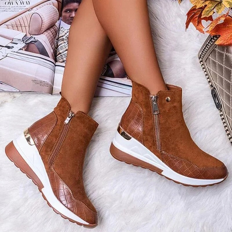 Dames Enkellaarzen met Orthopedische Steun – Elena | Comfortabele Leren Halfhoge Boots