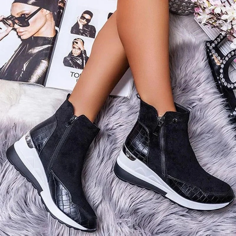 Dames Enkellaarzen met Orthopedische Steun – Elena | Comfortabele Leren Halfhoge Boots