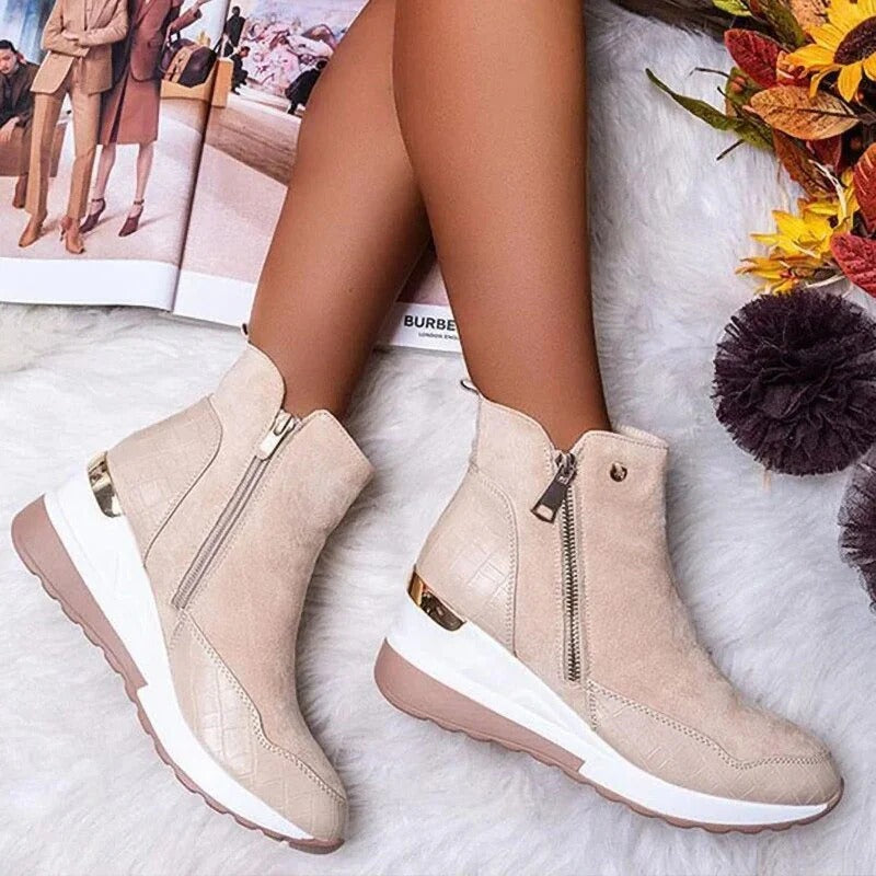 Dames Enkellaarzen met Orthopedische Steun – Elena | Comfortabele Leren Halfhoge Boots