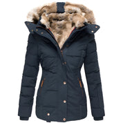 Dames winterjas met capuchon – gewatteerde puffer jas met getailleerde pasvorm