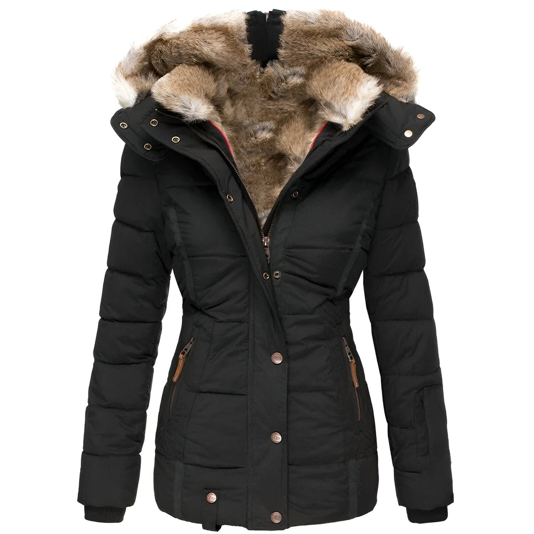 Dames winterjas met capuchon – gewatteerde puffer jas met getailleerde pasvorm