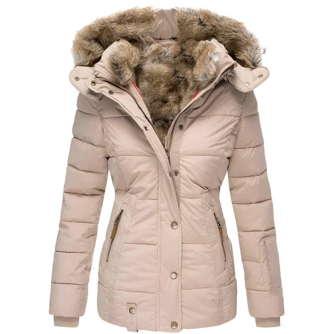 Dames winterjas met capuchon – gewatteerde puffer jas met getailleerde pasvorm