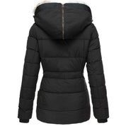 Dames winterjas met capuchon – gewatteerde puffer jas met getailleerde pasvorm