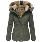 Dames winterjas met capuchon – gewatteerde puffer jas met getailleerde pasvorm