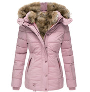 Dames winterjas met capuchon – gewatteerde puffer jas met getailleerde pasvorm