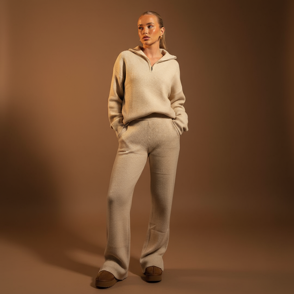 Luxe dames herfst set – zachte tweedelige outfit met elegante pasvorm