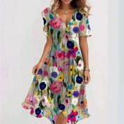 Dames V-hals jurk | Stijlvolle jurk met flatterende pasvorm | Elegante damesjurk
