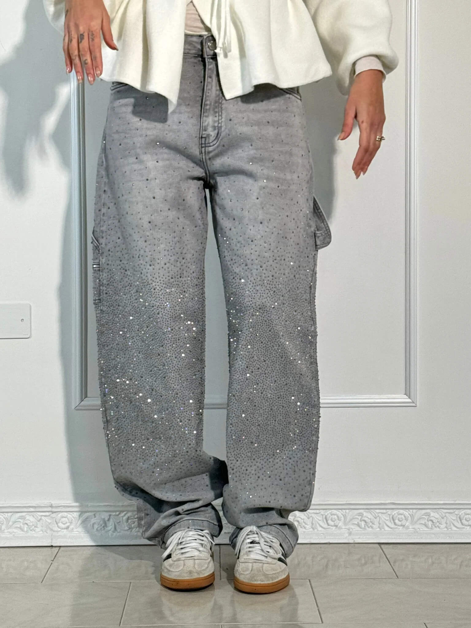 Belle glinsterende damesjeans | Stretch skinny jeans met subtiele sparkle