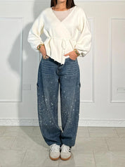 Belle glinsterende damesjeans | Stretch skinny jeans met subtiele sparkle