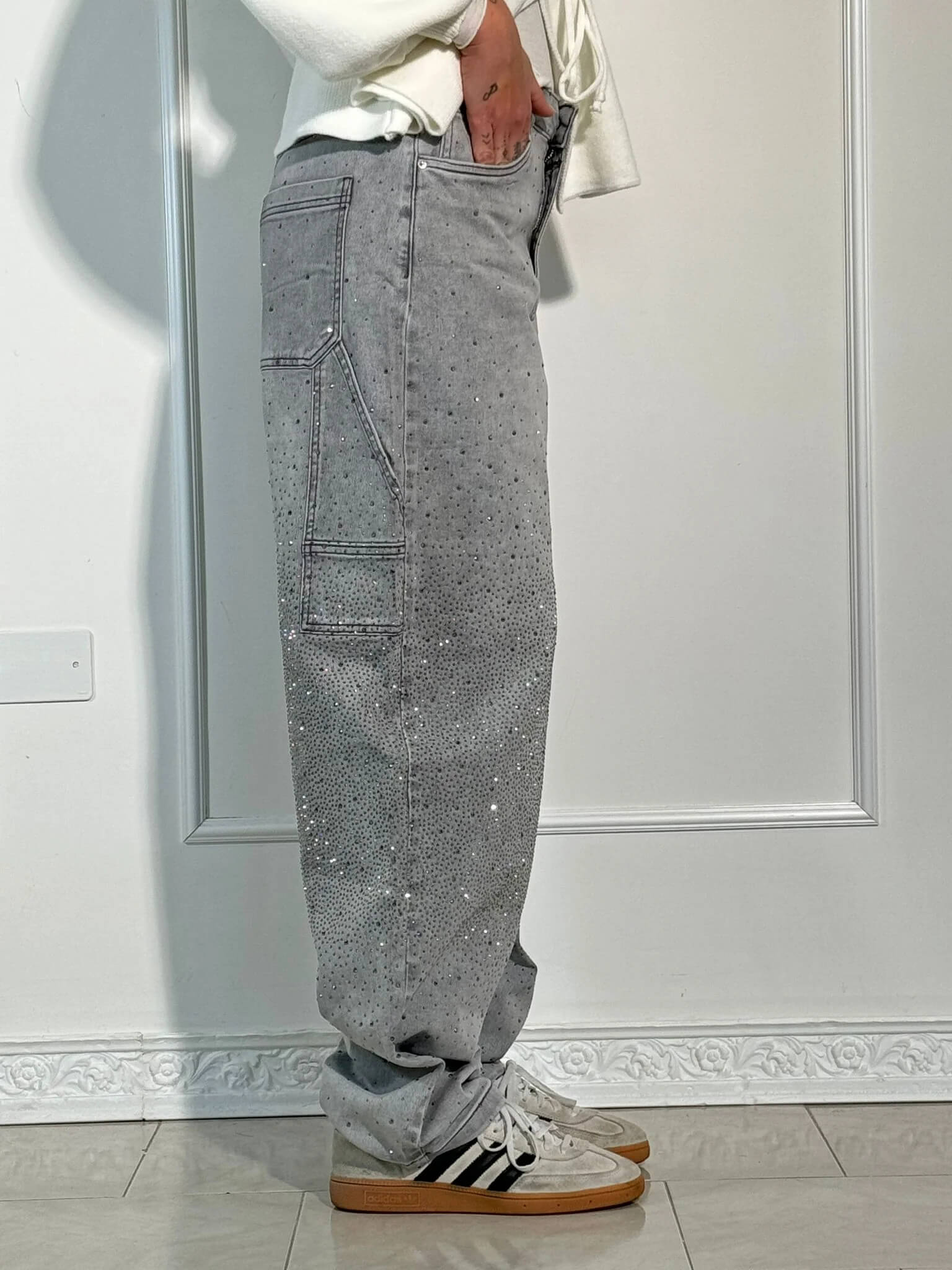 Belle glinsterende damesjeans | Stretch skinny jeans met subtiele sparkle