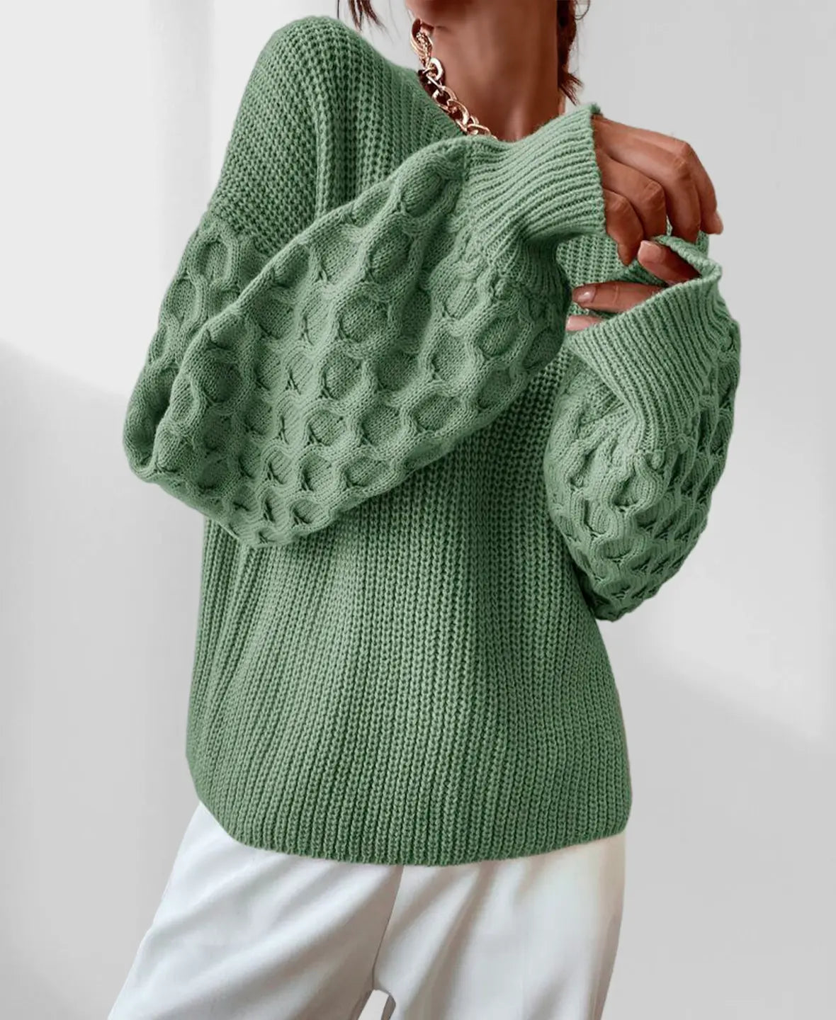 Maura Herfst Sweater Dames – Zachte Trui met Unieke Mouwtextuur & Comfortabele Pasvorm