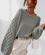 Maura Herfst Sweater Dames – Zachte Trui met Unieke Mouwtextuur & Comfortabele Pasvorm