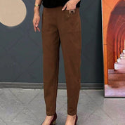 Oriana Katoenen Broek Dames – Comfortabele Hoge Taille Broek met Flexibele Pasvorm