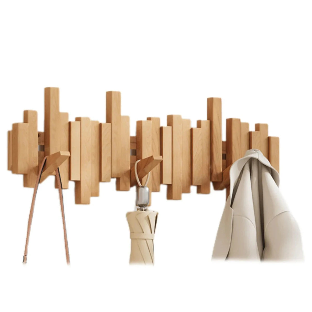 Houten Kapstok Muur – Design Wandkapstok van Walnoot of Beukenhout | Piano