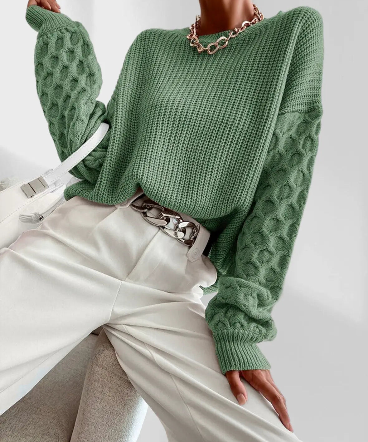 Maura Herfst Sweater Dames – Zachte Trui met Unieke Mouwtextuur & Comfortabele Pasvorm