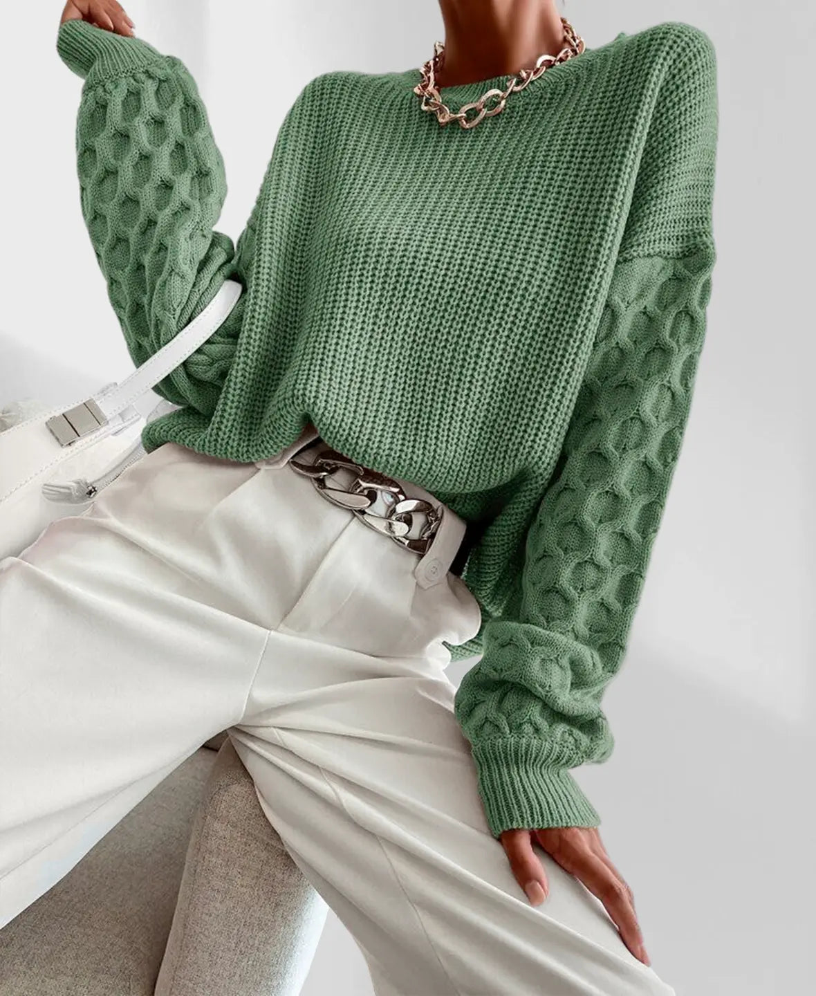 Maura Herfst Sweater Dames – Zachte Trui met Unieke Mouwtextuur & Comfortabele Pasvorm