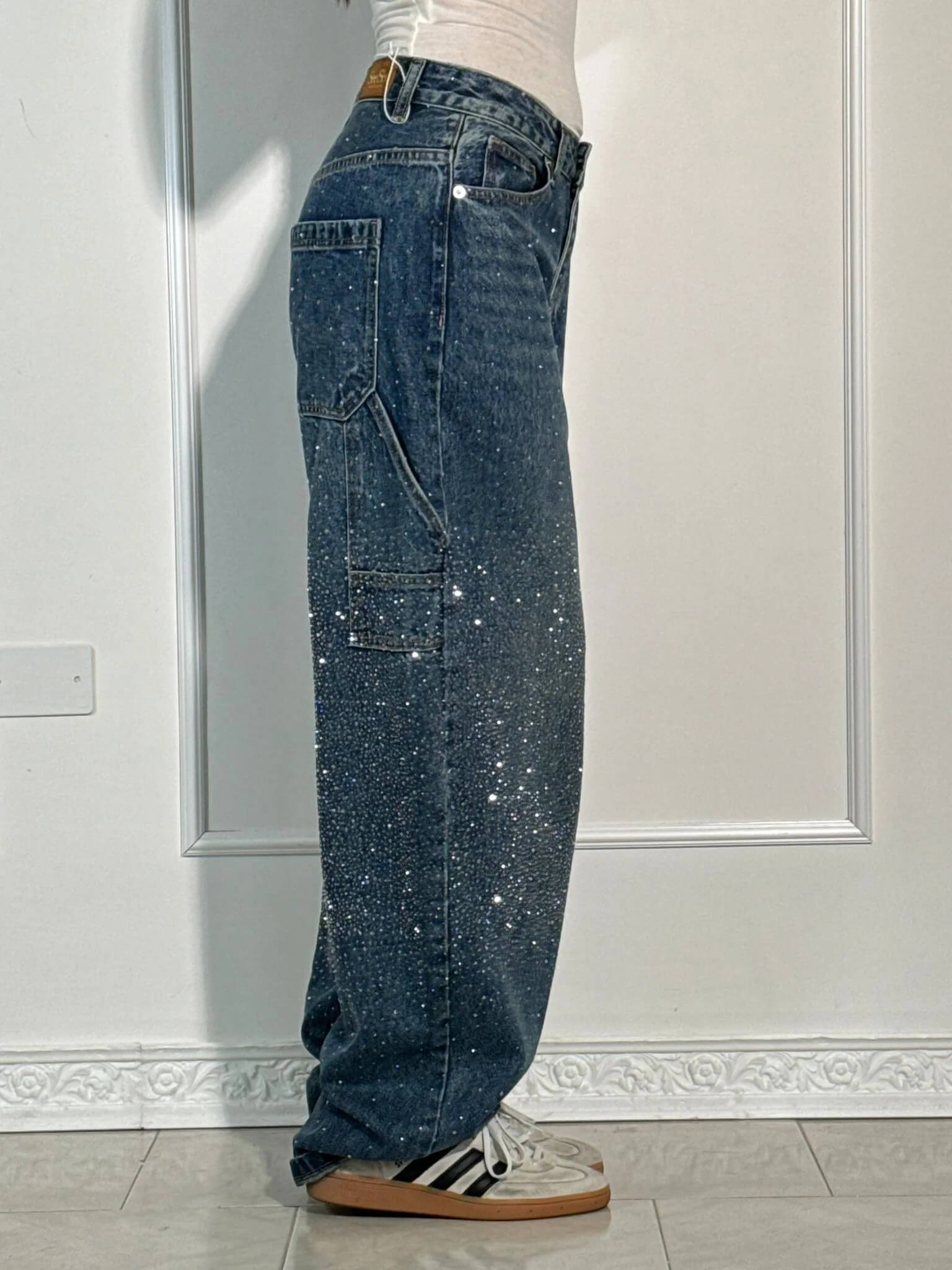 Belle glinsterende damesjeans | Stretch skinny jeans met subtiele sparkle
