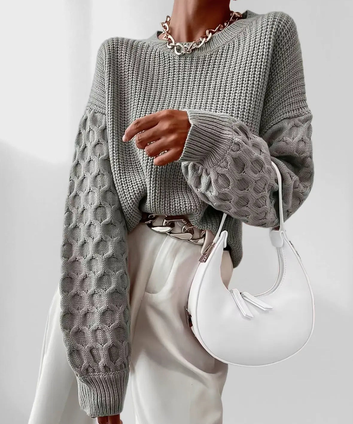 Maura Herfst Sweater Dames – Zachte Trui met Unieke Mouwtextuur & Comfortabele Pasvorm