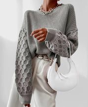 Maura Herfst Sweater Dames – Zachte Trui met Unieke Mouwtextuur & Comfortabele Pasvorm