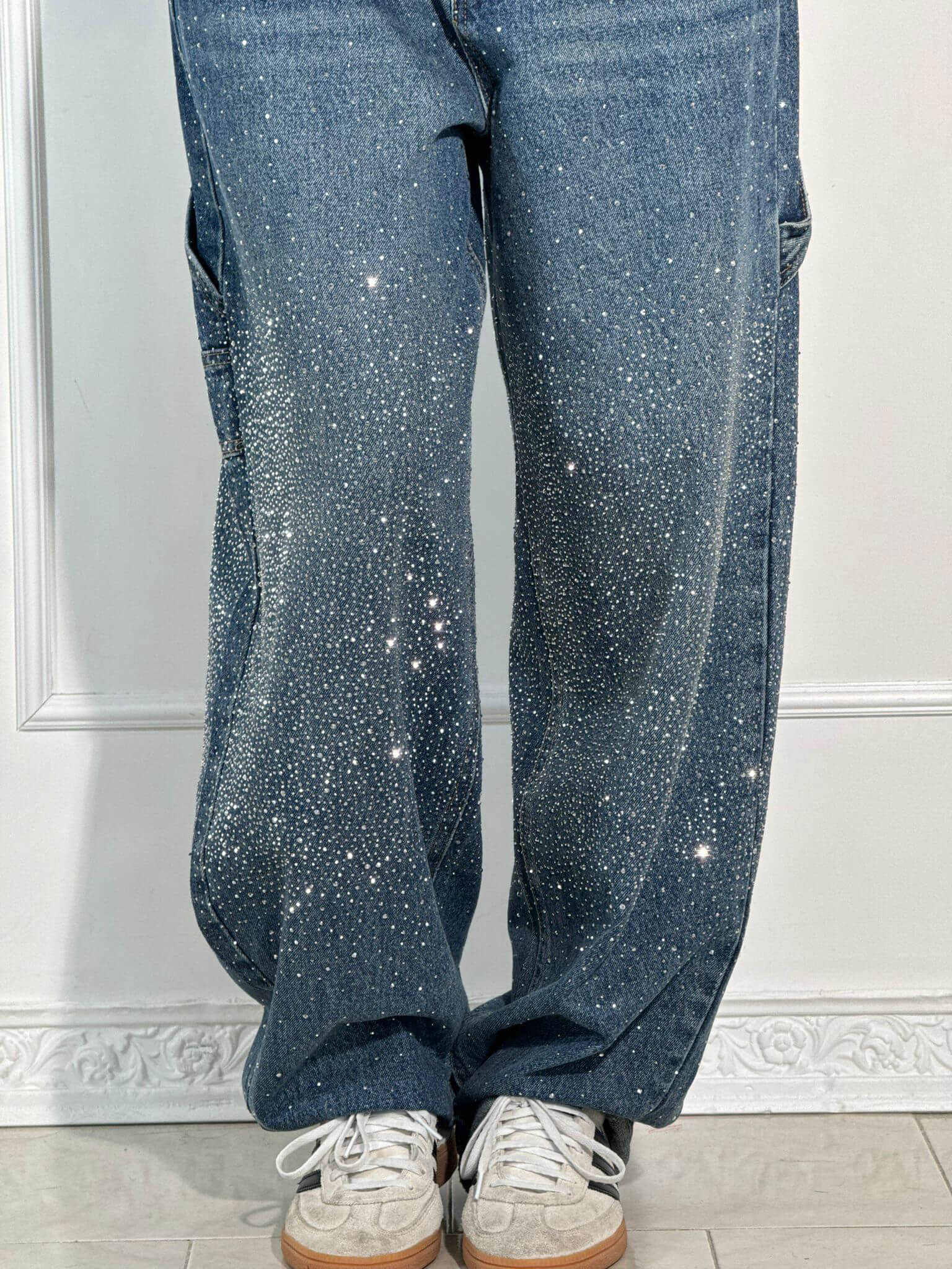 Belle glinsterende damesjeans | Stretch skinny jeans met subtiele sparkle