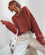 Maura Herfst Sweater Dames – Zachte Trui met Unieke Mouwtextuur & Comfortabele Pasvorm