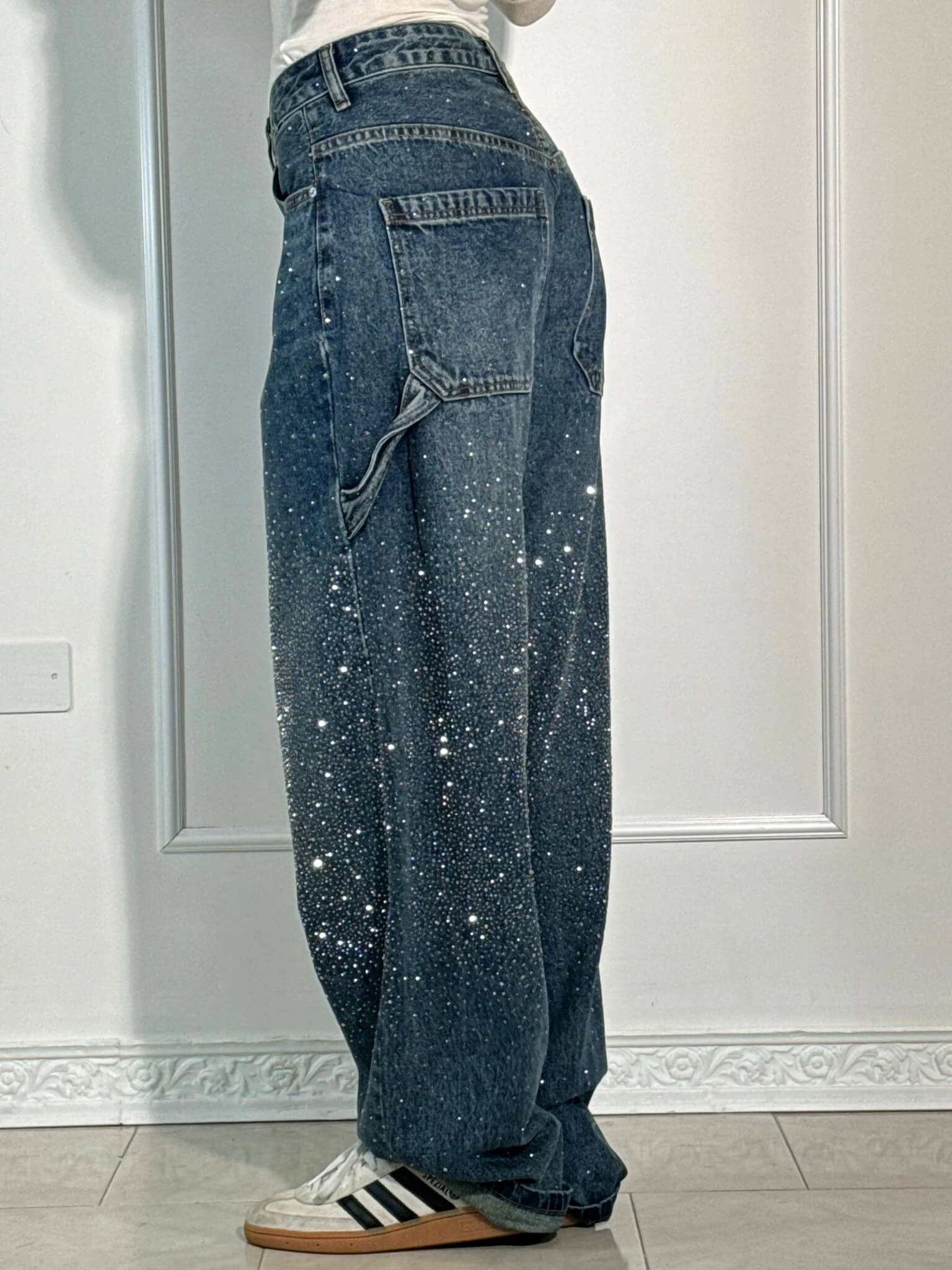 Belle glinsterende damesjeans | Stretch skinny jeans met subtiele sparkle
