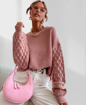 Maura Herfst Sweater Dames – Zachte Trui met Unieke Mouwtextuur & Comfortabele Pasvorm