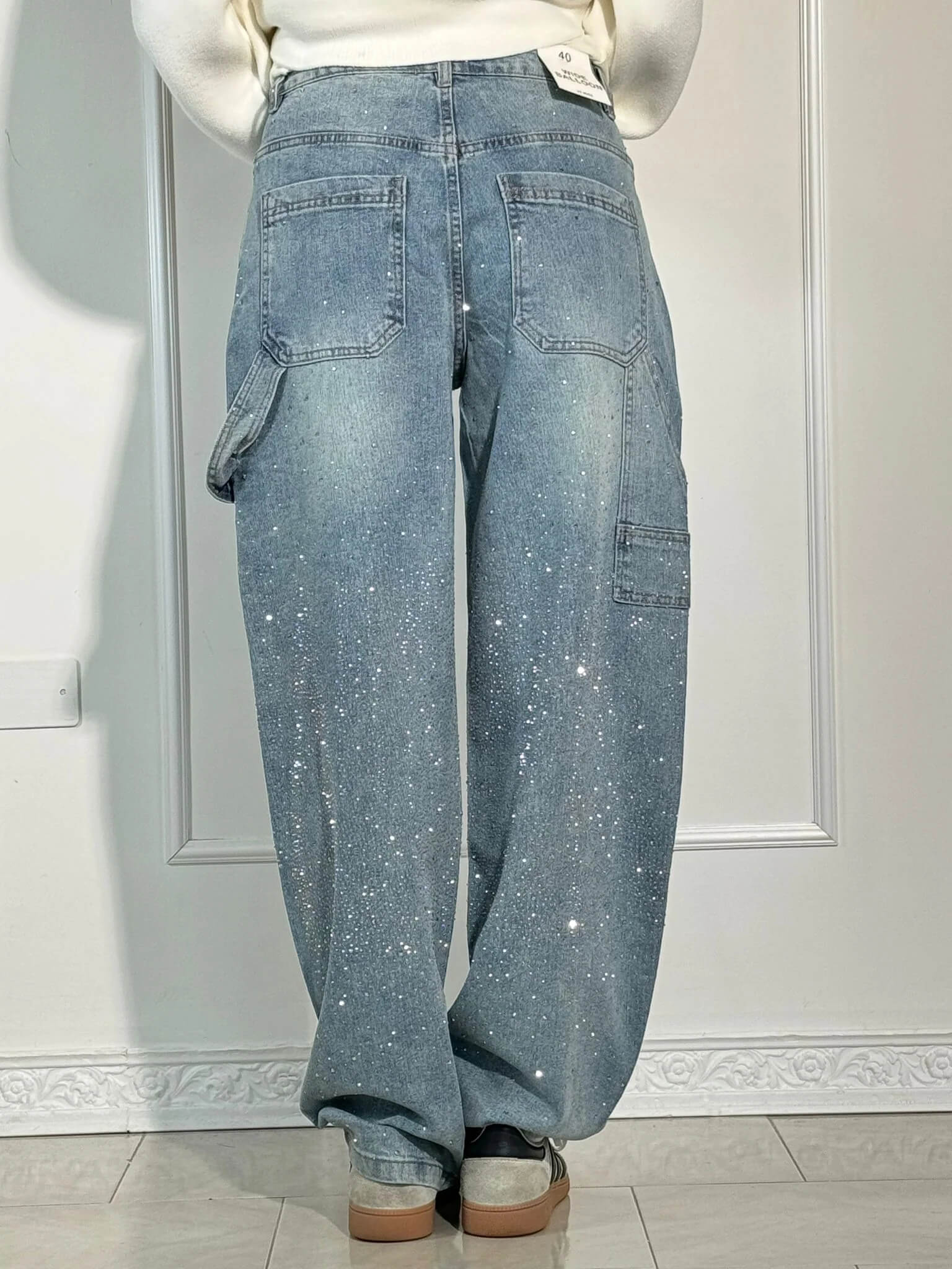 Belle glinsterende damesjeans | Stretch skinny jeans met subtiele sparkle