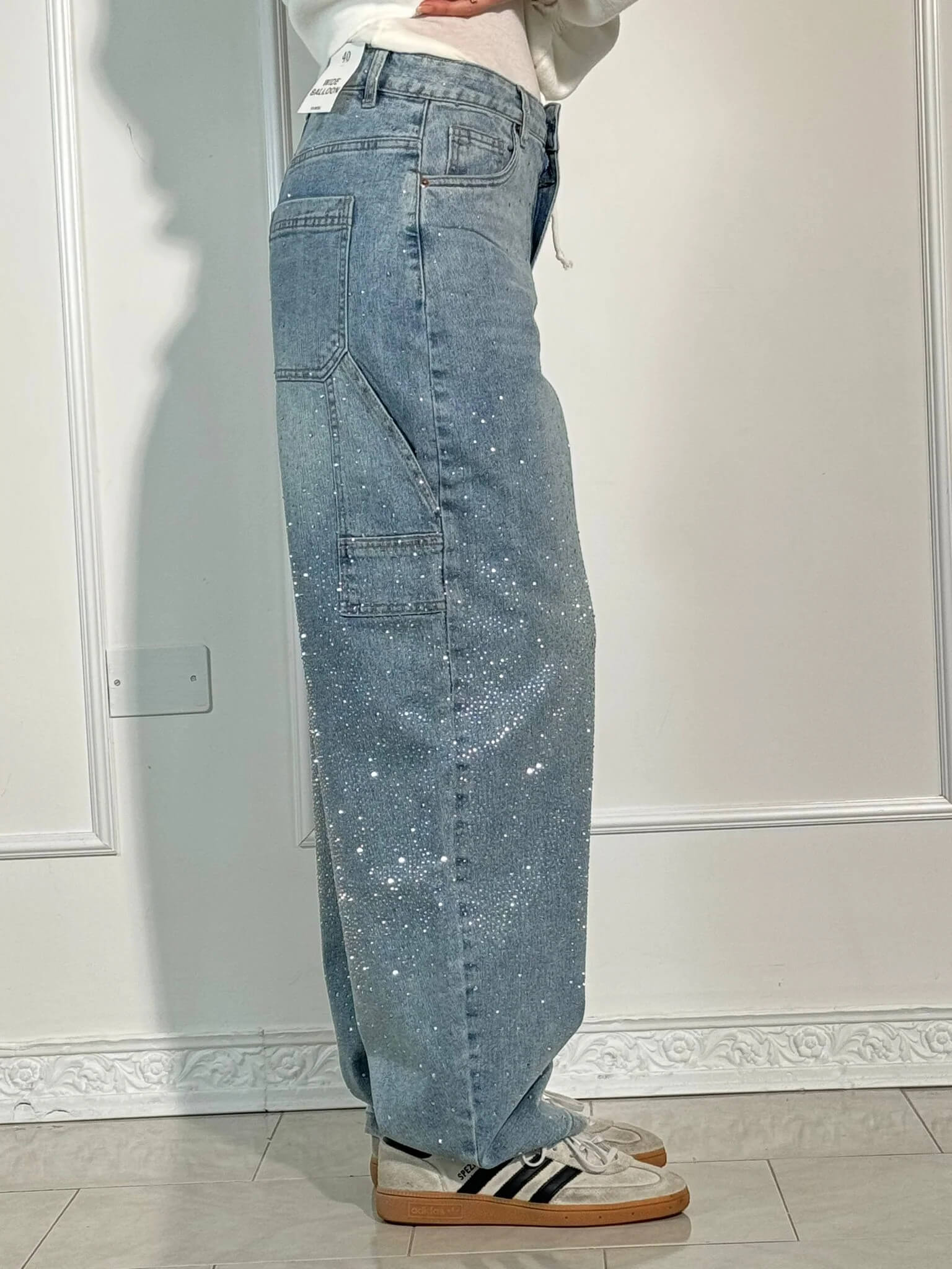 Belle glinsterende damesjeans | Stretch skinny jeans met subtiele sparkle