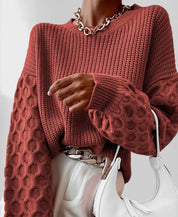 Maura Herfst Sweater Dames – Zachte Trui met Unieke Mouwtextuur & Comfortabele Pasvorm