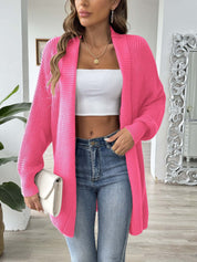 Dames lang vest – losse pasvorm met sjaalkraag & pareldetail