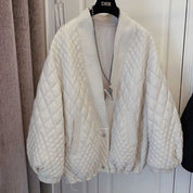 Dames gewatteerde jas – oversized relaxed fit met ribkraag & trekkoord