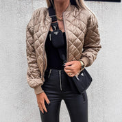 Dames Bomberjack | Diamant Gewatteerd | Relaxed Fit & Geribde Boorden