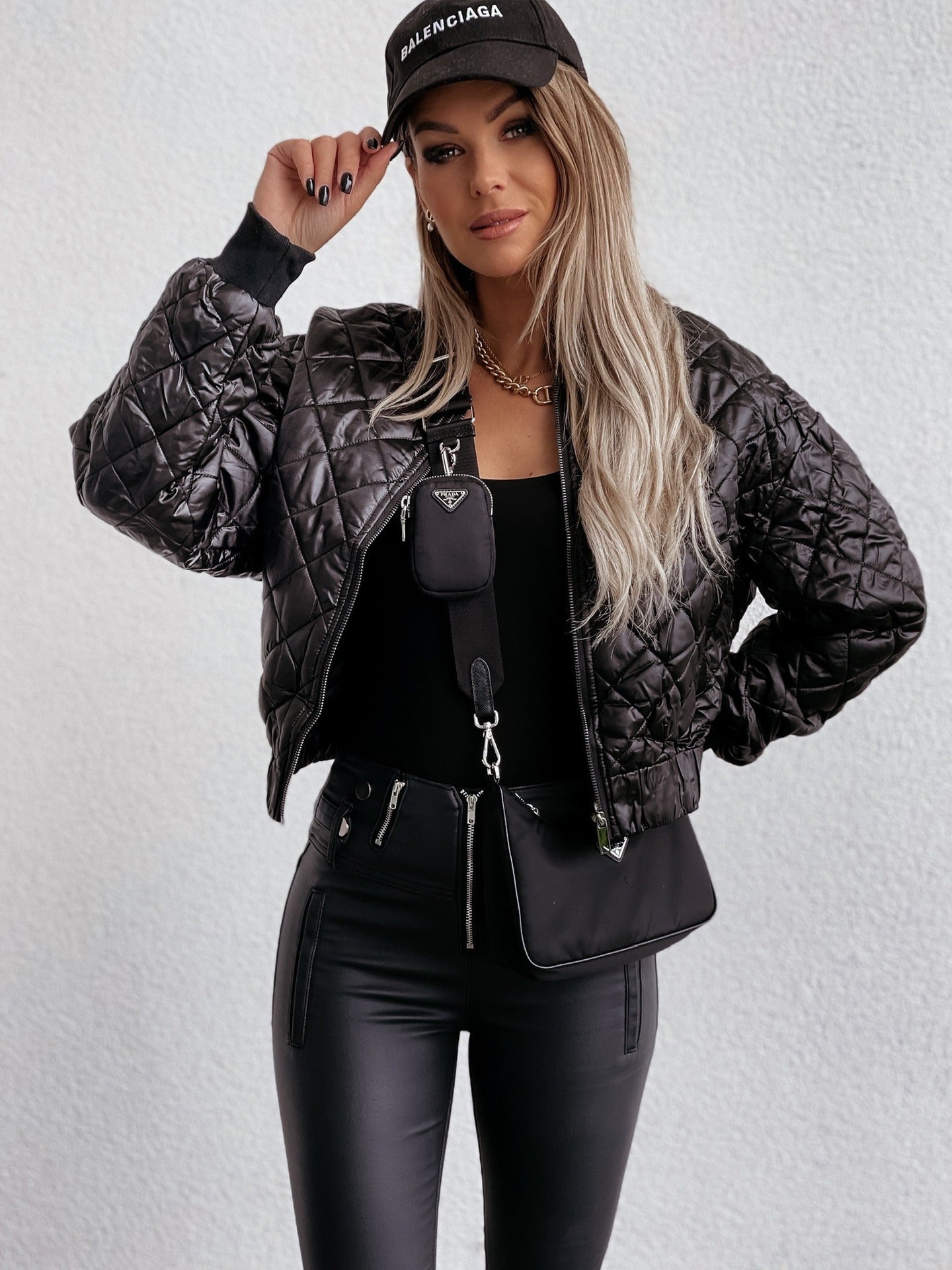 Dames Bomberjack | Diamant Gewatteerd | Relaxed Fit & Geribde Boorden