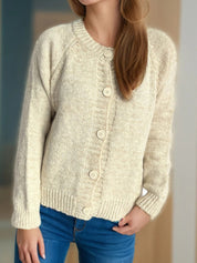 Dames vest marled knit – cropped model met raglanmouwen & relaxte fit