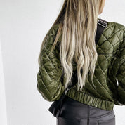 Dames Bomberjack | Diamant Gewatteerd | Relaxed Fit & Geribde Boorden