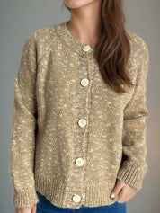 Dames vest marled knit – cropped model met raglanmouwen & relaxte fit