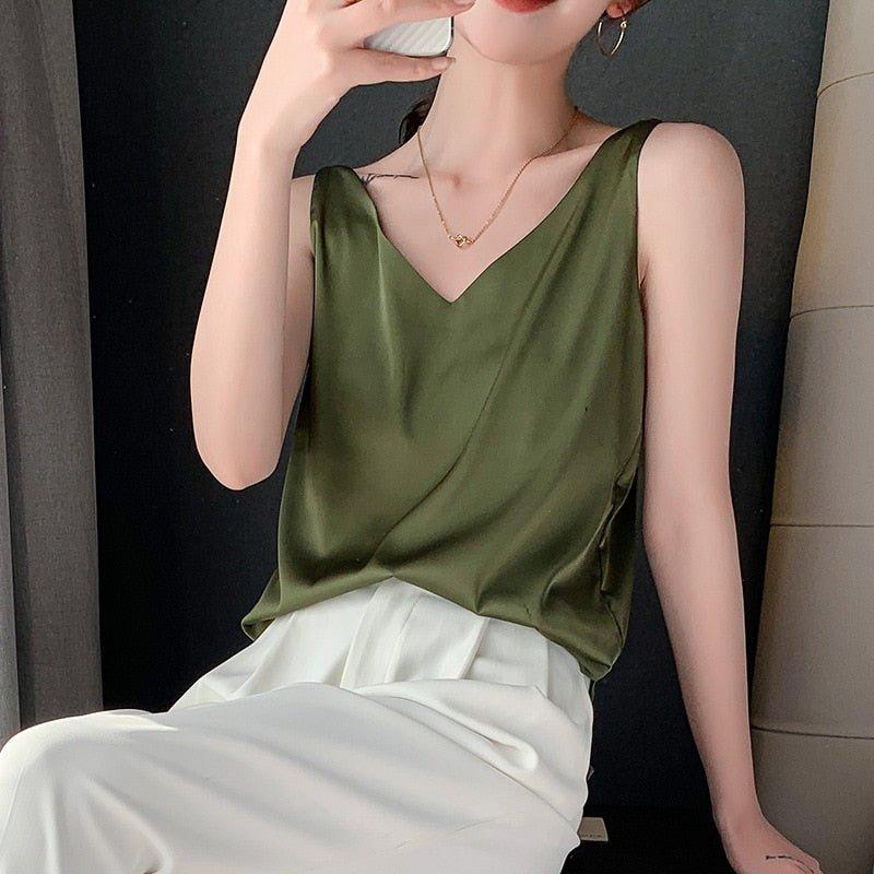 Ivette top dames – stijlvolle zijden tanktop voor casual & chique looks