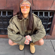 Oversized suède dames winterjas – beige lichtgewicht jas met luxe uitstraling